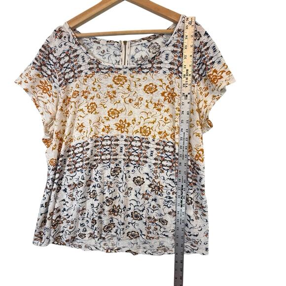 Lucky Brand SIZE XXL Linen Blend Boho S/S Shirt Womens Top Floral Cottage Plus - Picture 4 of 9